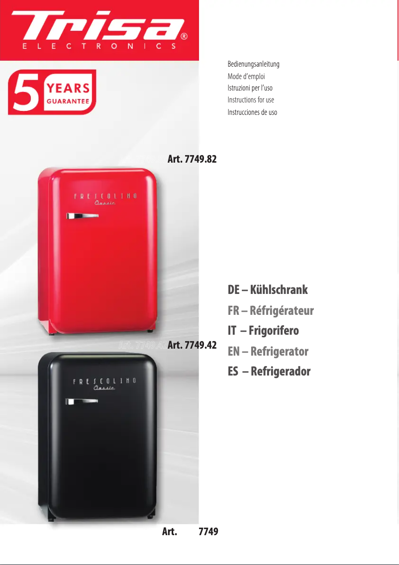 Image de la première page du manuel de l'appareil Frescolino Classic 7749