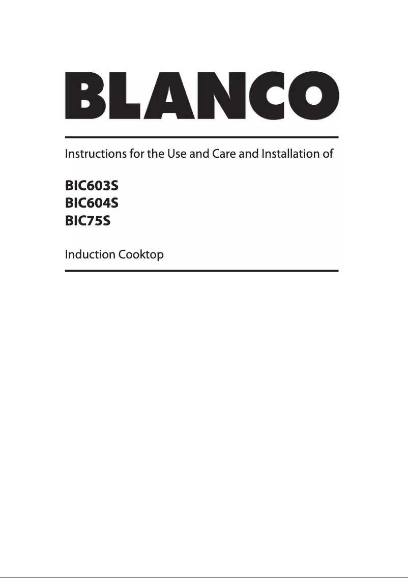 Page n°1 - Manuel utilisateur BLANCO BIC75S