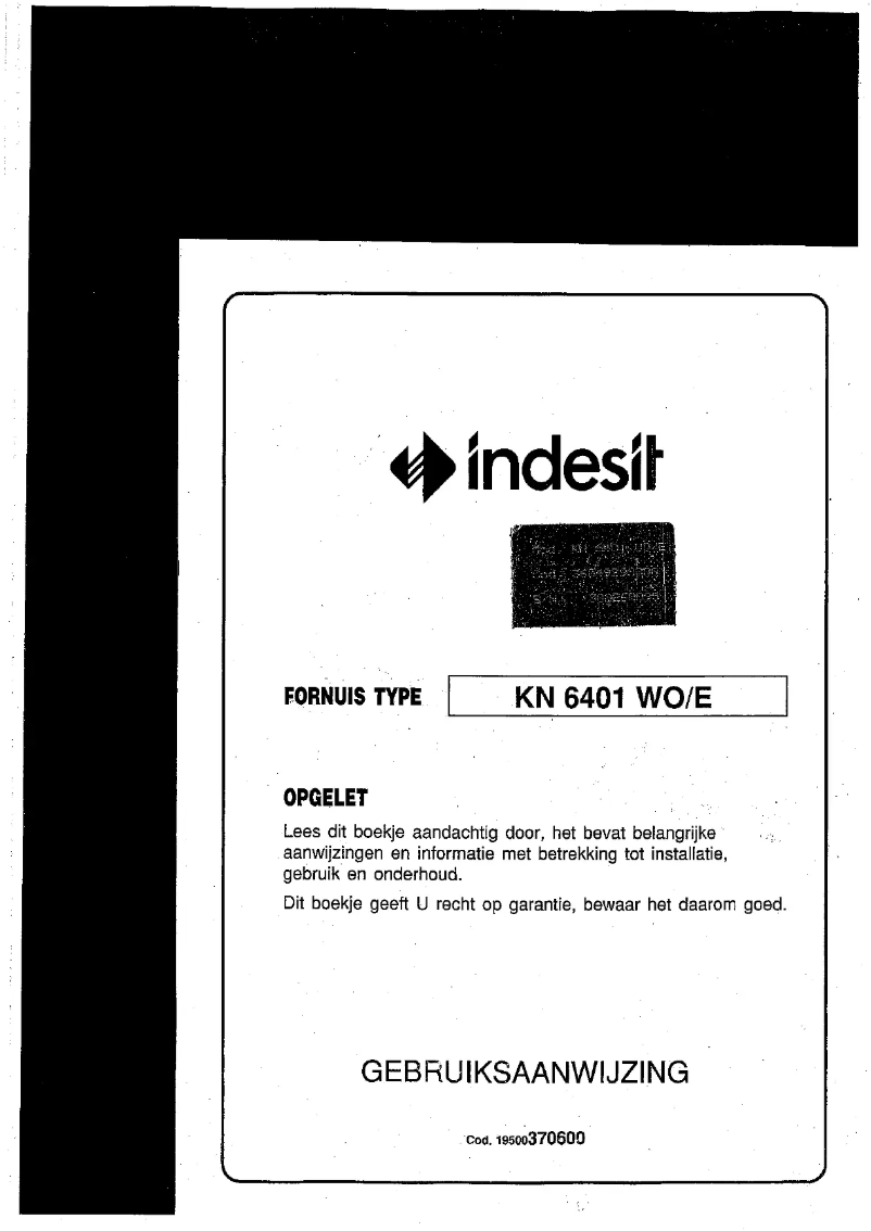 Page n°1 - Manuel utilisateur Indesit KN6401WO/E