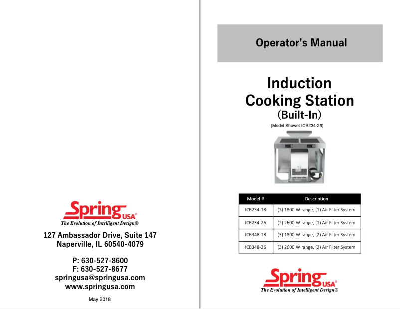 Page n°1 - Manuel utilisateur Spring USA ICB348-26