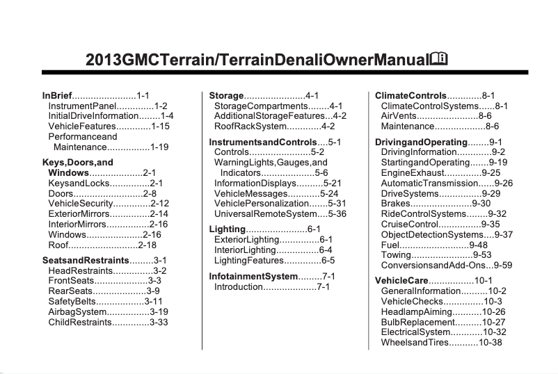 Page 1 de la notice Manuel utilisateur GMC Terrain (2013)