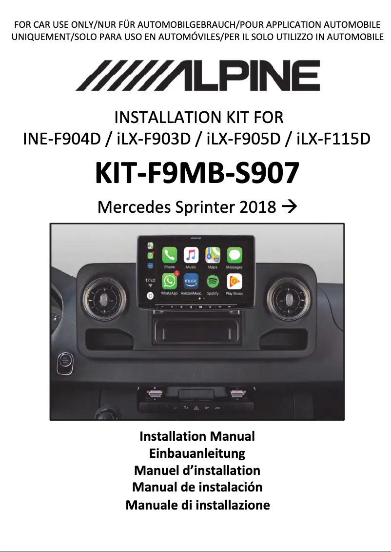 Page 1 de la notice Manuel utilisateur Alpine KIT-F9MB-S907