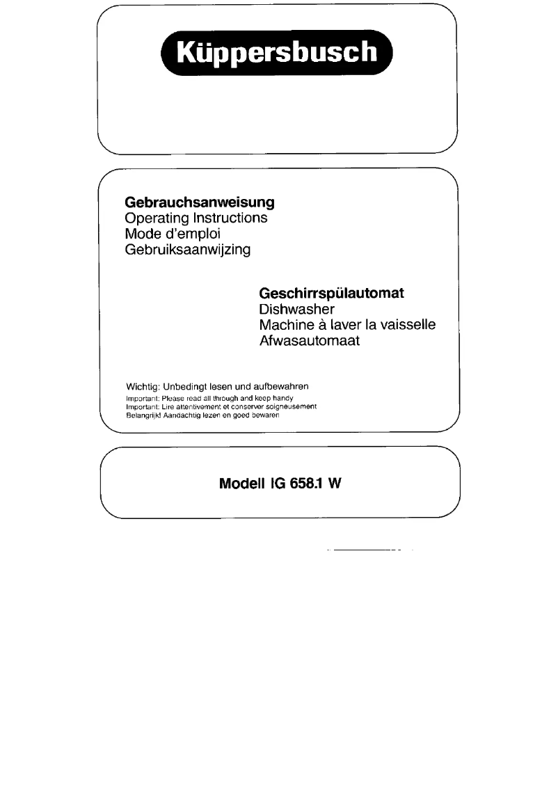 Page n°1 - Manuel utilisateur Küppersbusch IG658.1