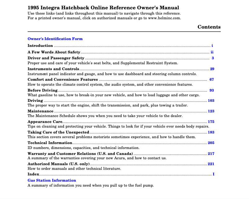 Image de la première page du manuel de l'appareil Integra (1995)