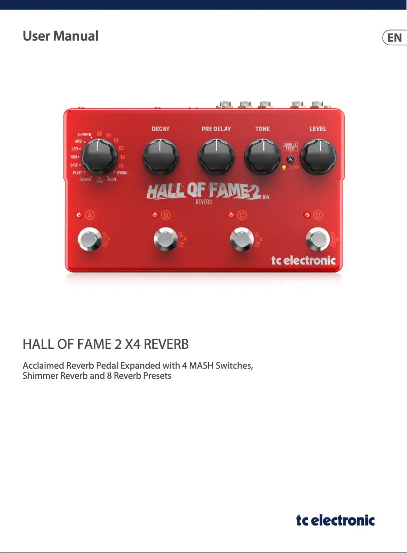 Page n°1 - Manuel utilisateur TC Electronic Hall of Fame 2 X4 Reverb