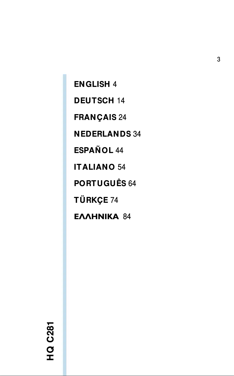 Page 1 de la notice Manuel utilisateur Philips HQC281