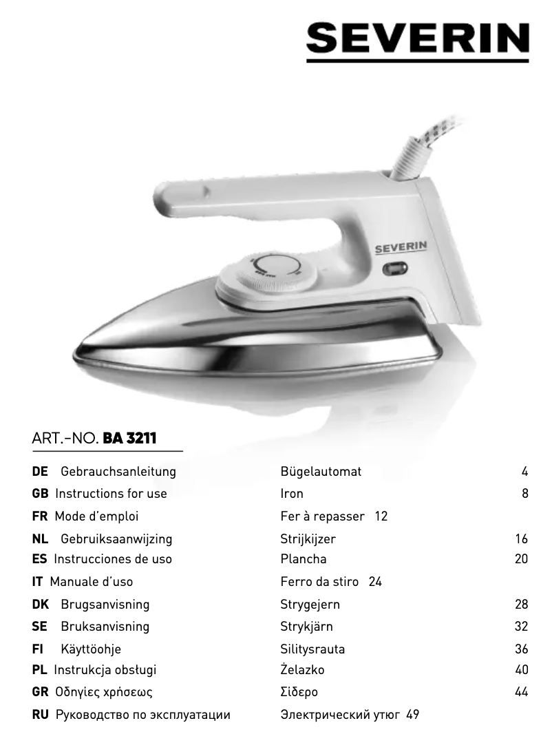 Page n°1 - Manuel utilisateur Severin BA 3211