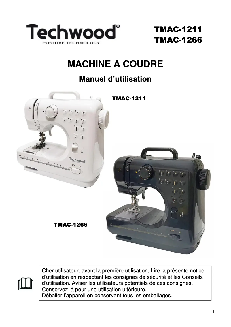 Page 1 de la notice Manuel utilisateur Techwood TMAC-1095