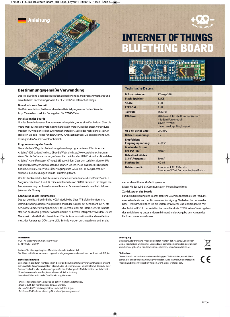 Image de la première page du manuel de l'appareil Bluething Board