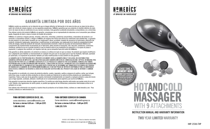 Page 1 de la notice Manuel utilisateur Homedics HHP-255HJ-THP