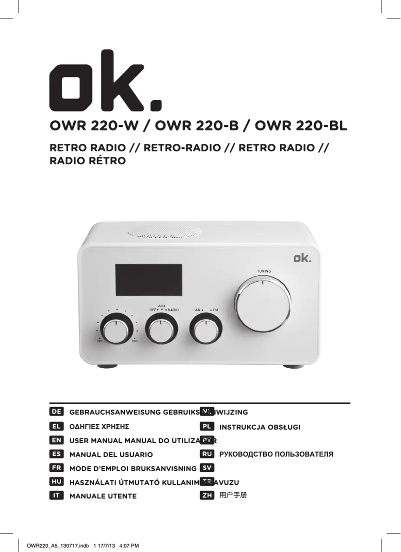 Page n°1 - Manuel utilisateur OK OWR 220-W