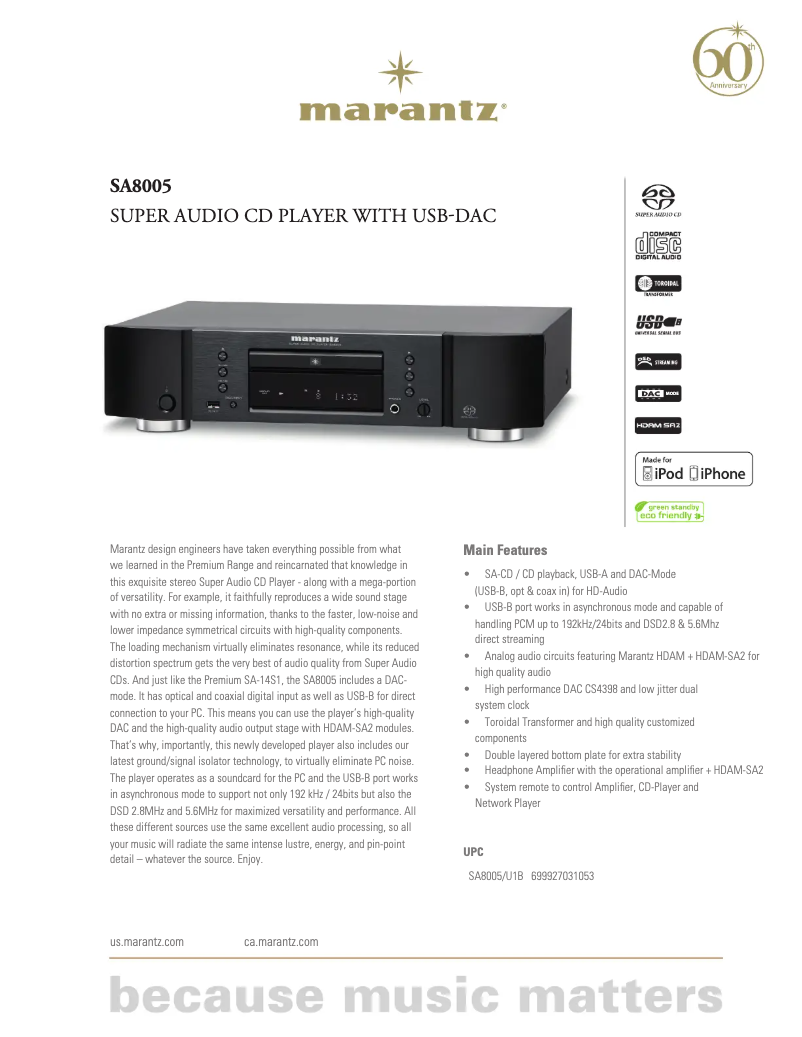 Image de la première page du manuel de l'appareil SA8005