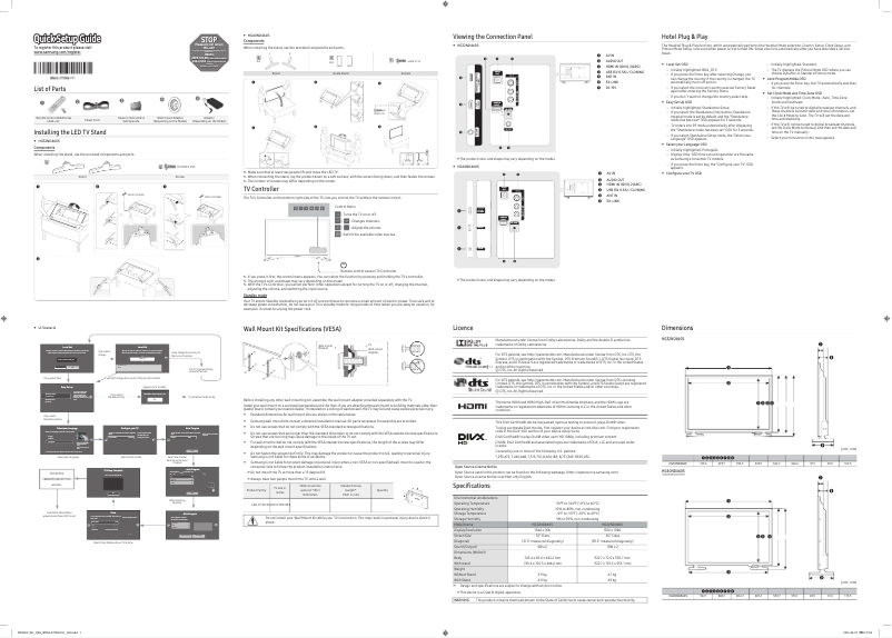Page 1 de la notice Guide d'installation Samsung HG40ND460SG