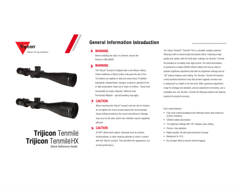 Image de la première page du manuel de l'appareil Tenmile