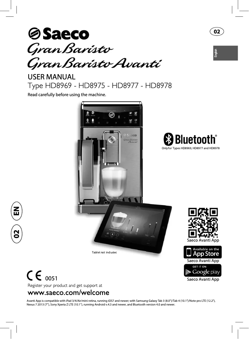 Image de la première page du manuel de l'appareil Saeco GranBaristo HD8975