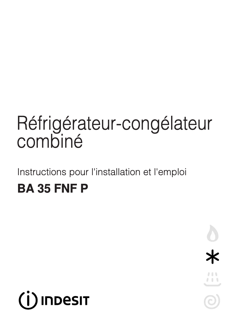Page 1 de la notice Manuel utilisateur Indesit BA 35 FNF P (FR)