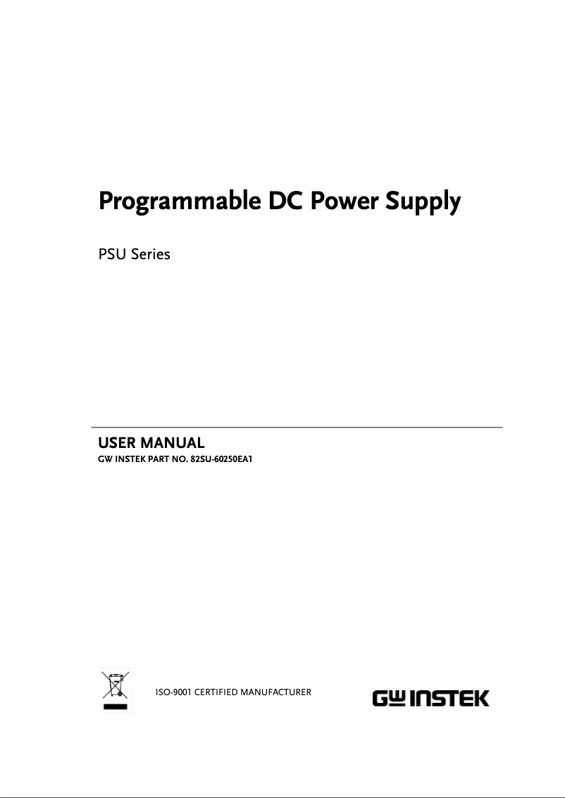 Page 1 de la notice Manuel utilisateur GW Instek PSU 20-76