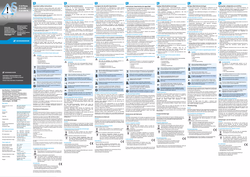 Page 1 de la notice Manuel utilisateur Sennheiser D 10 Phone