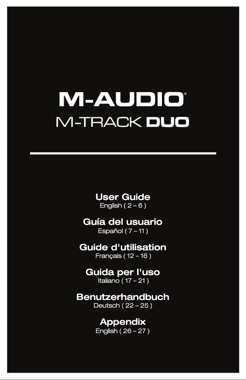 Page n°1 - Manuel utilisateur M-Audio M-Track Duo