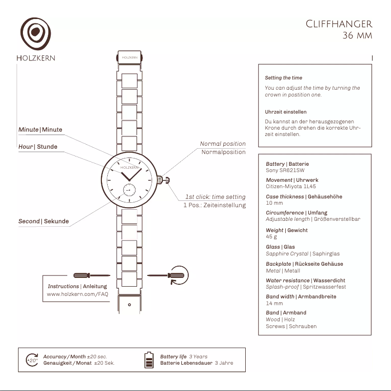 Page 1 de la notice Manuel utilisateur Holzkern Luna