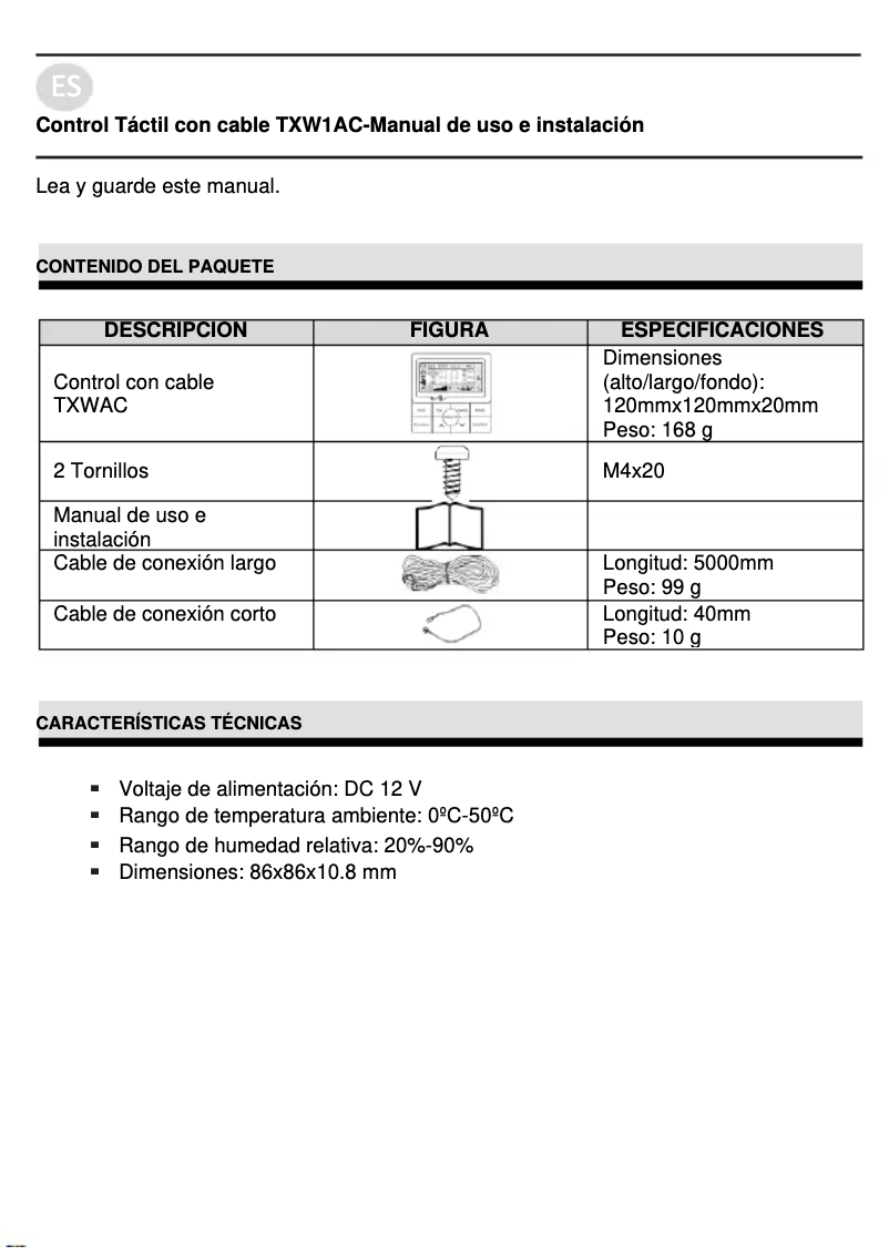 Imagen de la primera página del manual del dispositivo LSGT40-2M