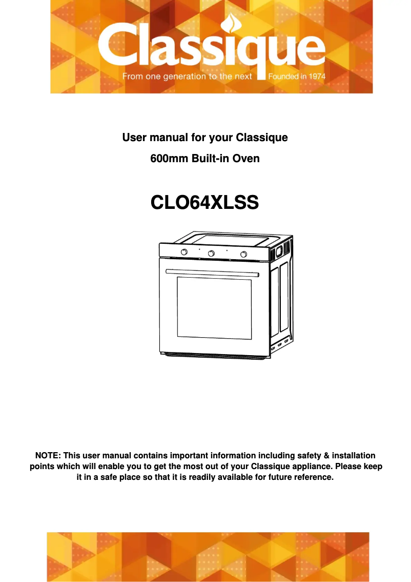 Page n°1 - Manuel utilisateur Classique CLO64XLSS