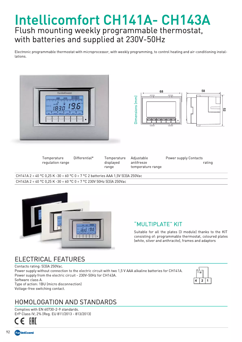 Page 1 de la notice Manuel utilisateur Fantini Cosmi Intellicomfort CH143A