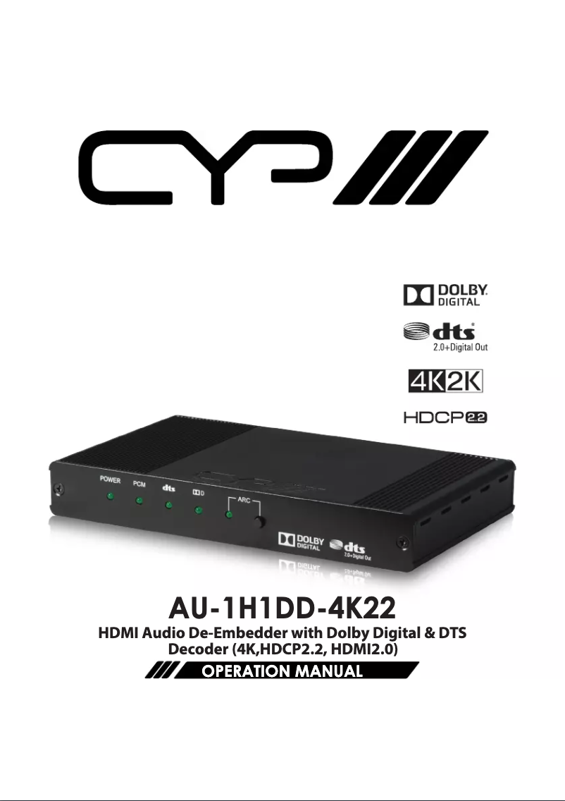 First page image of the manual for AU-1H1DD-4K22