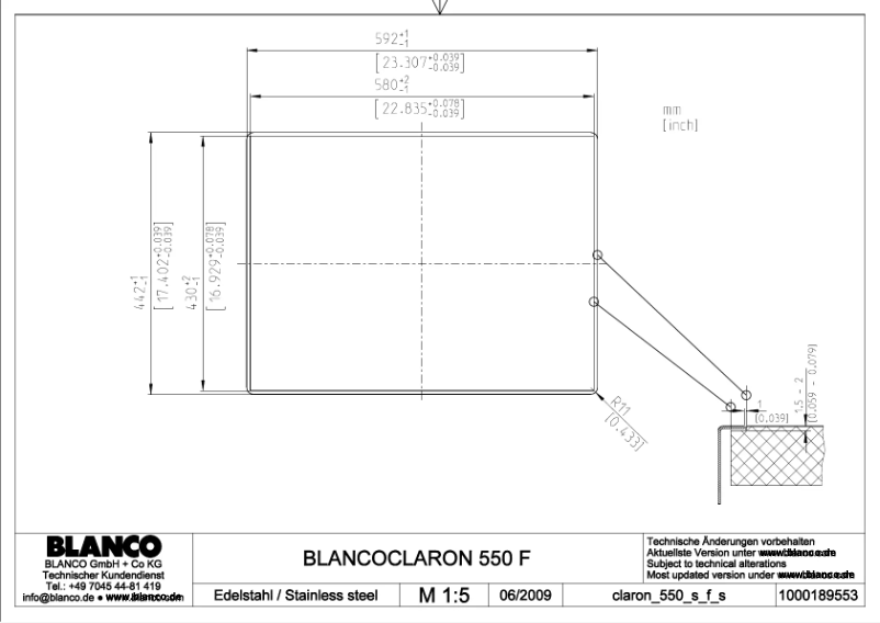 Page n°1 - Manuel utilisateur BLANCO CLARON 550-IF/N