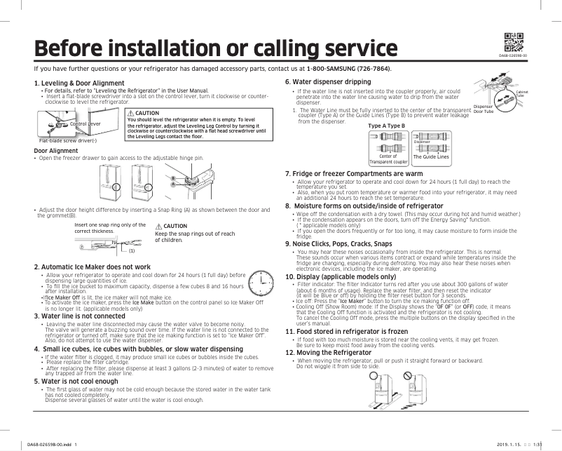 Page 1 de la notice Manuel utilisateur Samsung RF28T5021B1