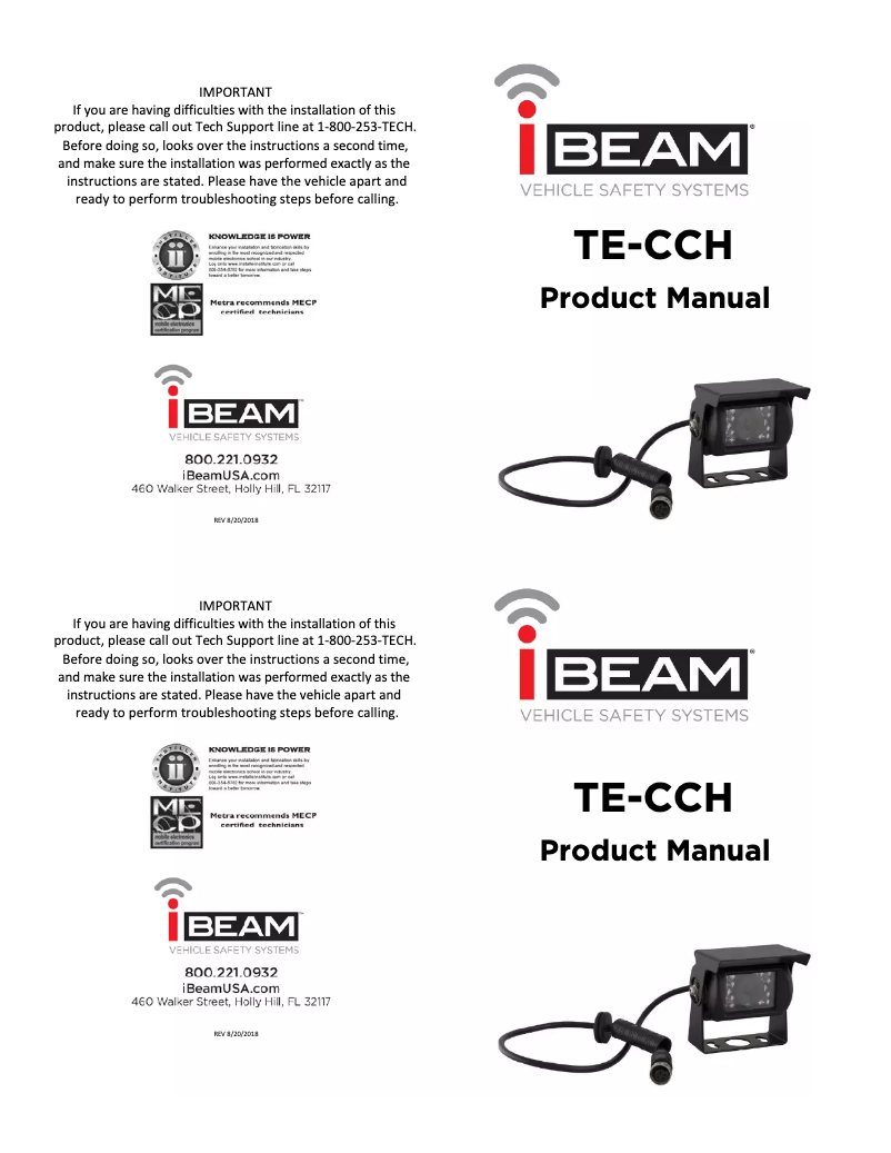 Page 1 de la notice Manuel utilisateur Metra TE-CCH