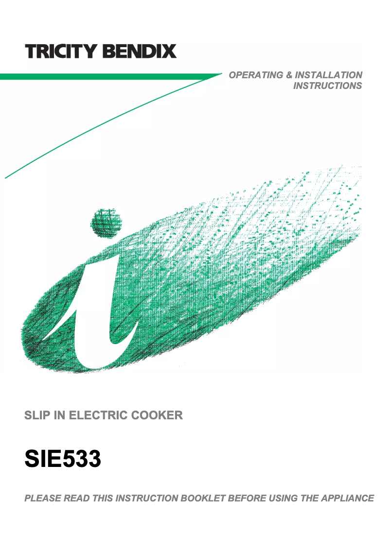 Page n°1 - Manuel utilisateur Tricity Bendix SIE533BK
