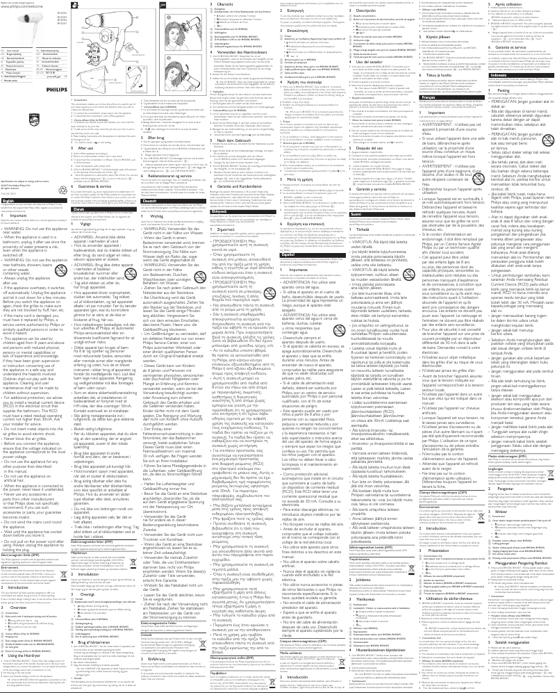 Page 1 de la notice Manuel utilisateur Philips EssentialCare BHD002
