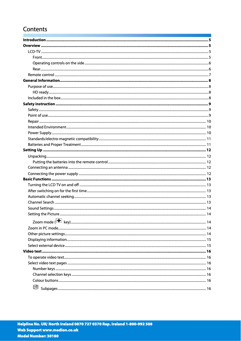 Page 1 de la notice Manuel utilisateur Medion MD 30180