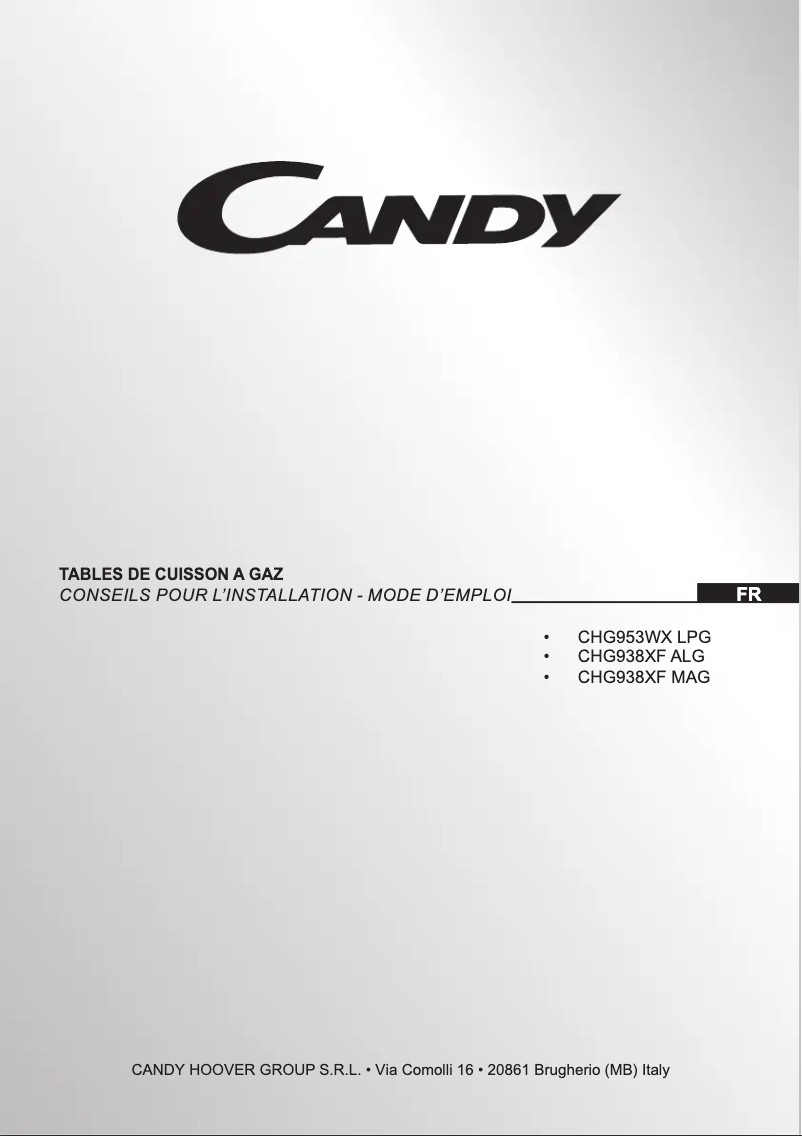Page 1 de la notice Manuel utilisateur Candy CHG938XF MAG