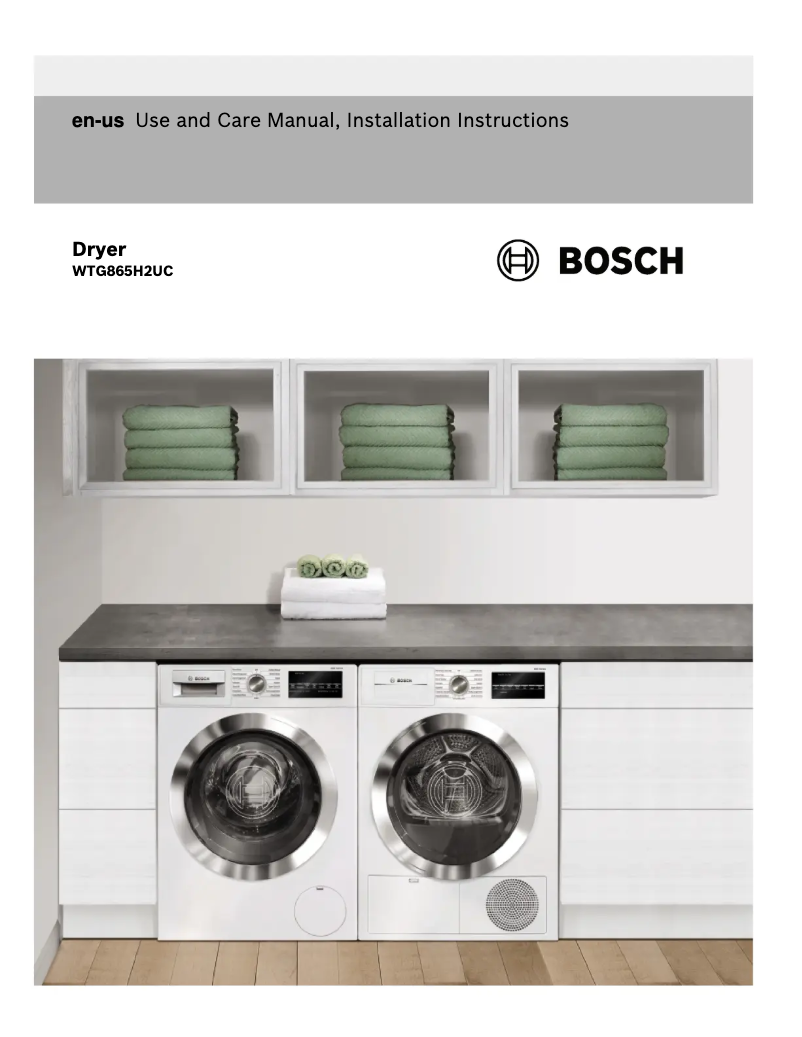 Page n°1 - Manuel utilisateur Bosch WTG865H2