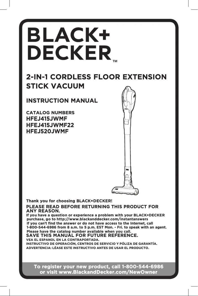 Page 1 de la notice Manuel utilisateur Black & Decker HFEJ520JWMF81