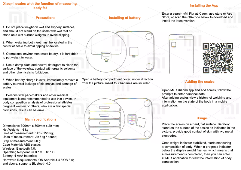 Page n°1 - Manuel utilisateur Xiaomi Mi Body Fat Smart Scale