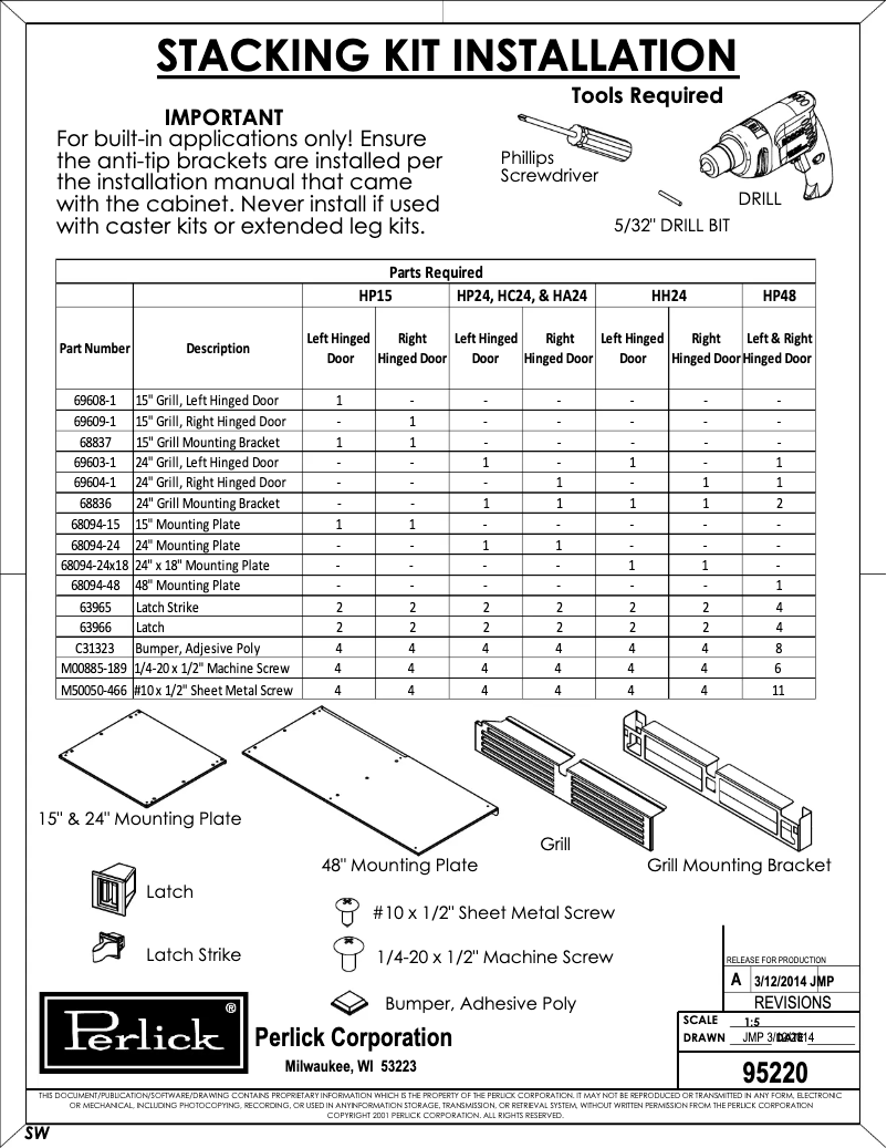 Page n°1 - Instructions / montage Perlick C-Series HC24BB-3-2L