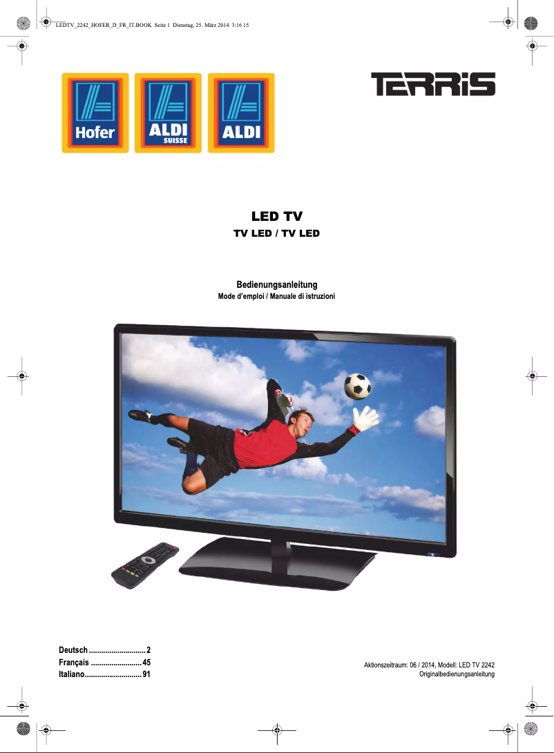 Page n°1 - Manuel utilisateur Terris LED TV 2242