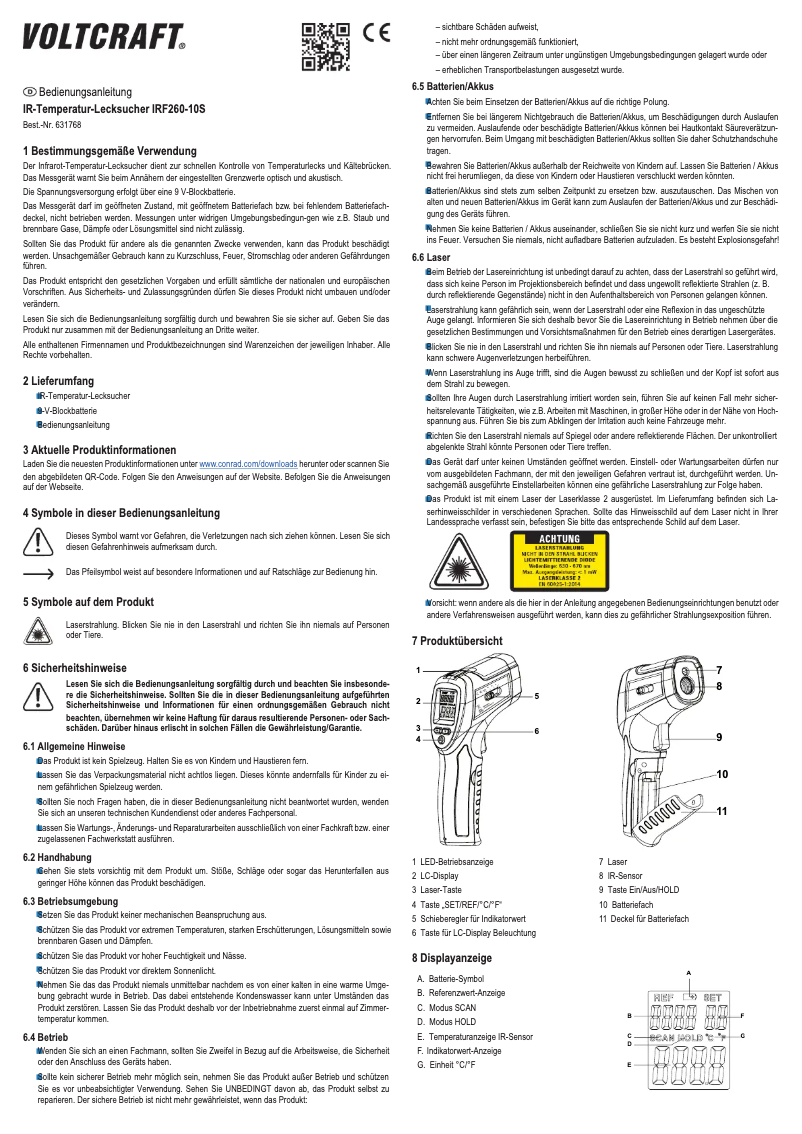 Page 1 de la notice Manuel utilisateur Voltcraft IRF260-10D
