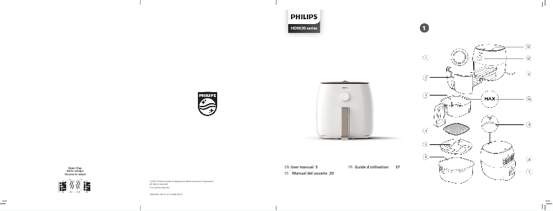 Page 1 de la notice Manuel utilisateur Philips Viva Collection Airfryer XXL HD9630
