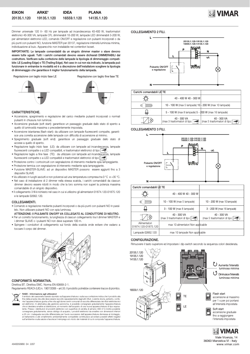Page 1 de la notice Manuel utilisateur Vimar 20135.1.120.B