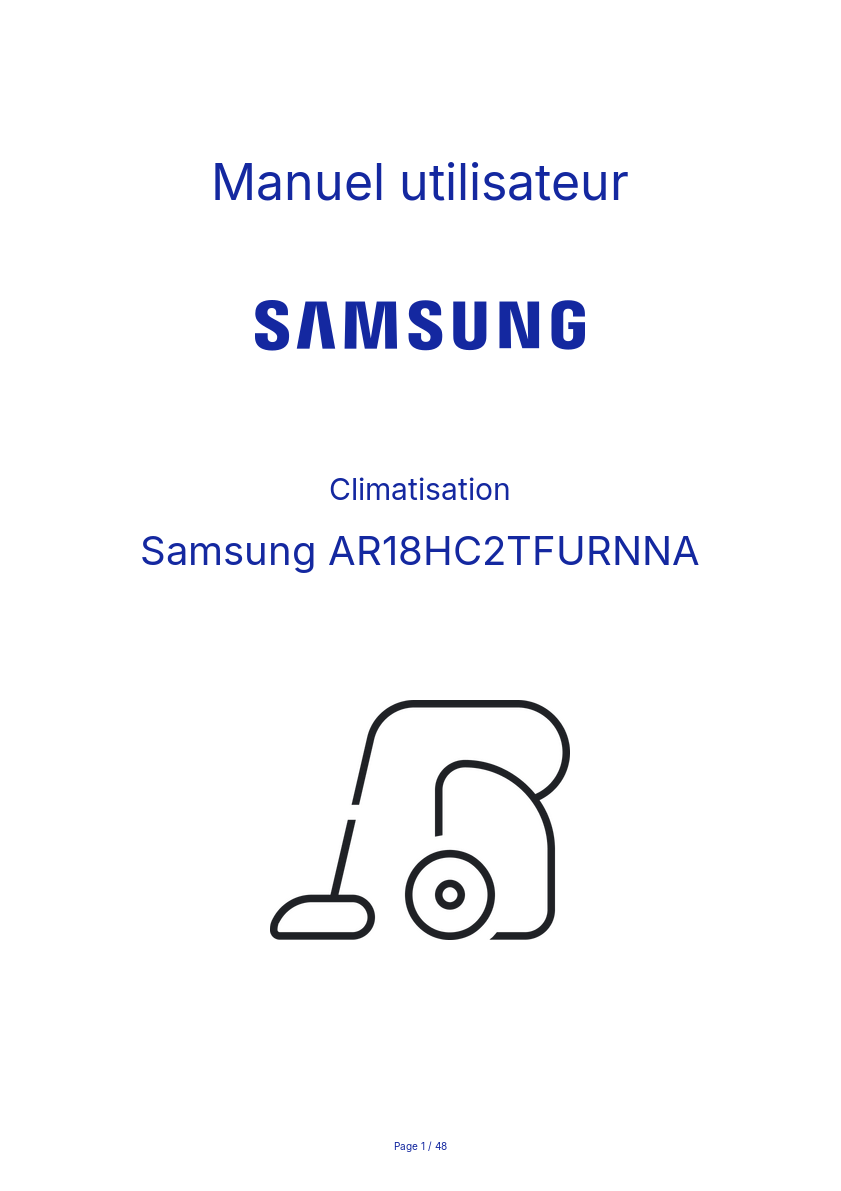 Page n°1 - Manuel utilisateur Samsung AR18HC2TFURNNA