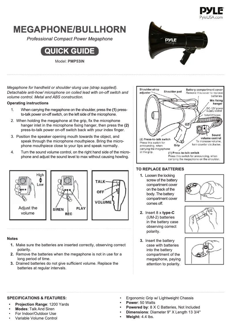 Page n°1 - Manuel utilisateur Pyle PMP53IN