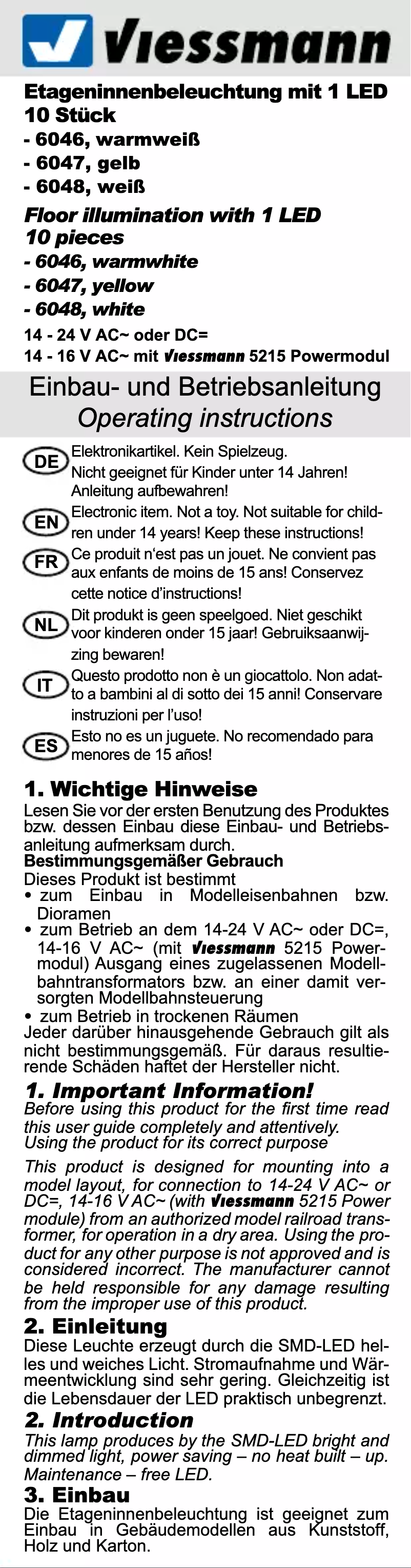 Page n°1 - Manuel utilisateur Viessmann 6046