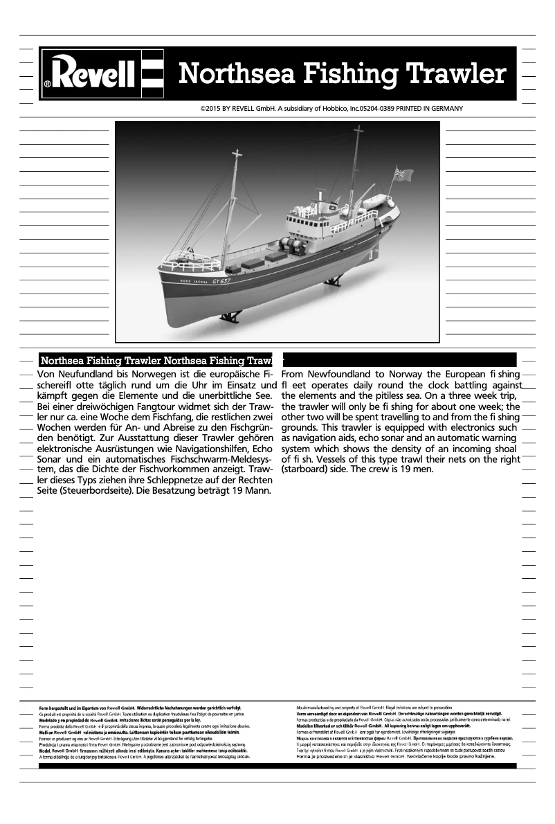 Page 1 de la notice Manuel utilisateur Revell North Sea Trawler