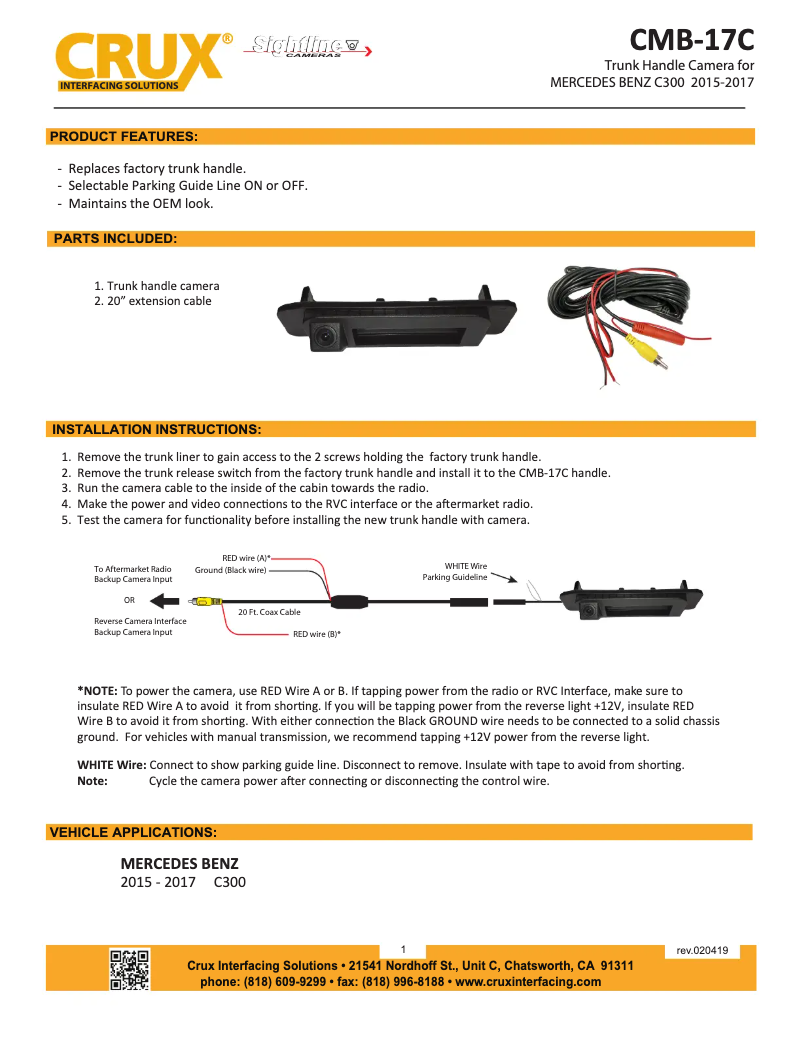 Page 1 de la notice Manuel utilisateur CRUX CMB-17C