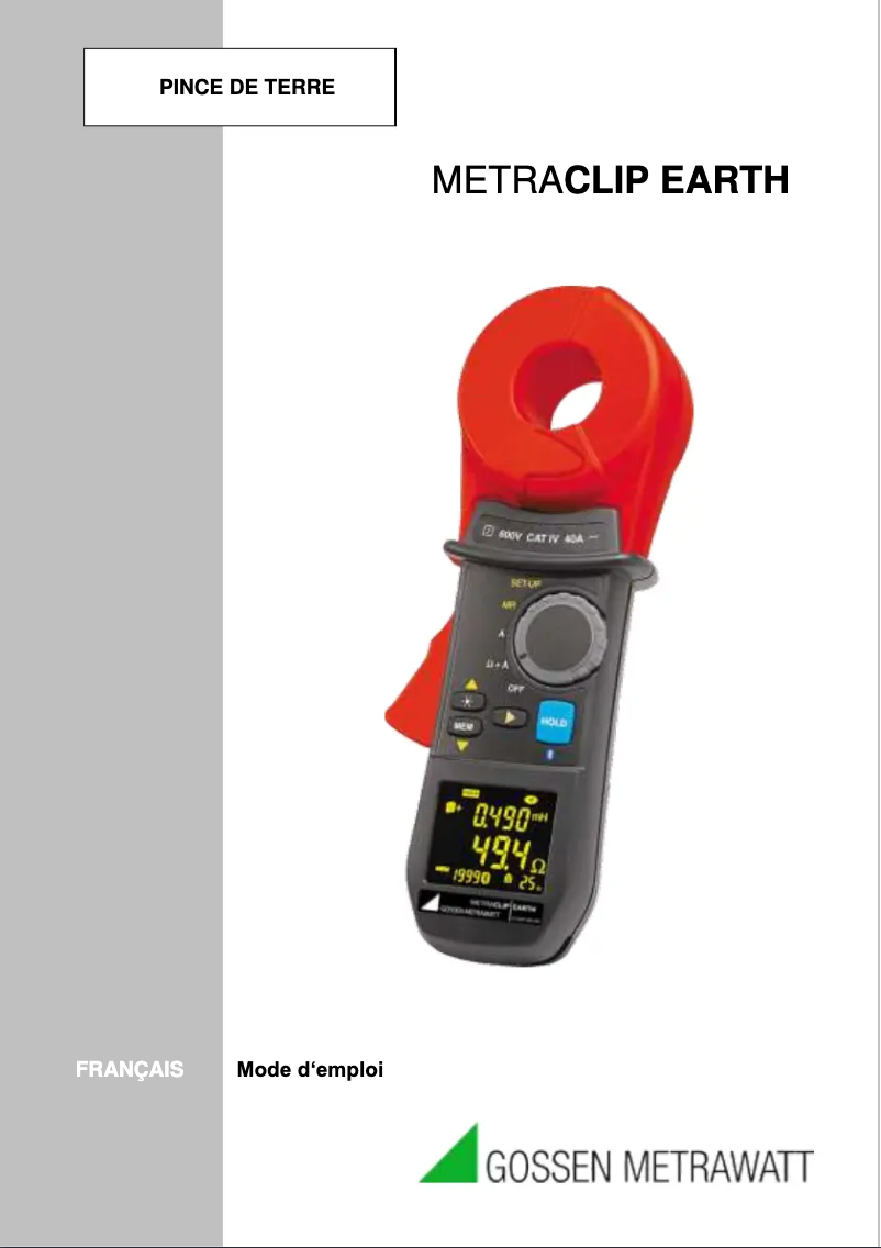 Page 1 de la notice Manuel utilisateur Gossen Metrawatt METRACLIP EARTH