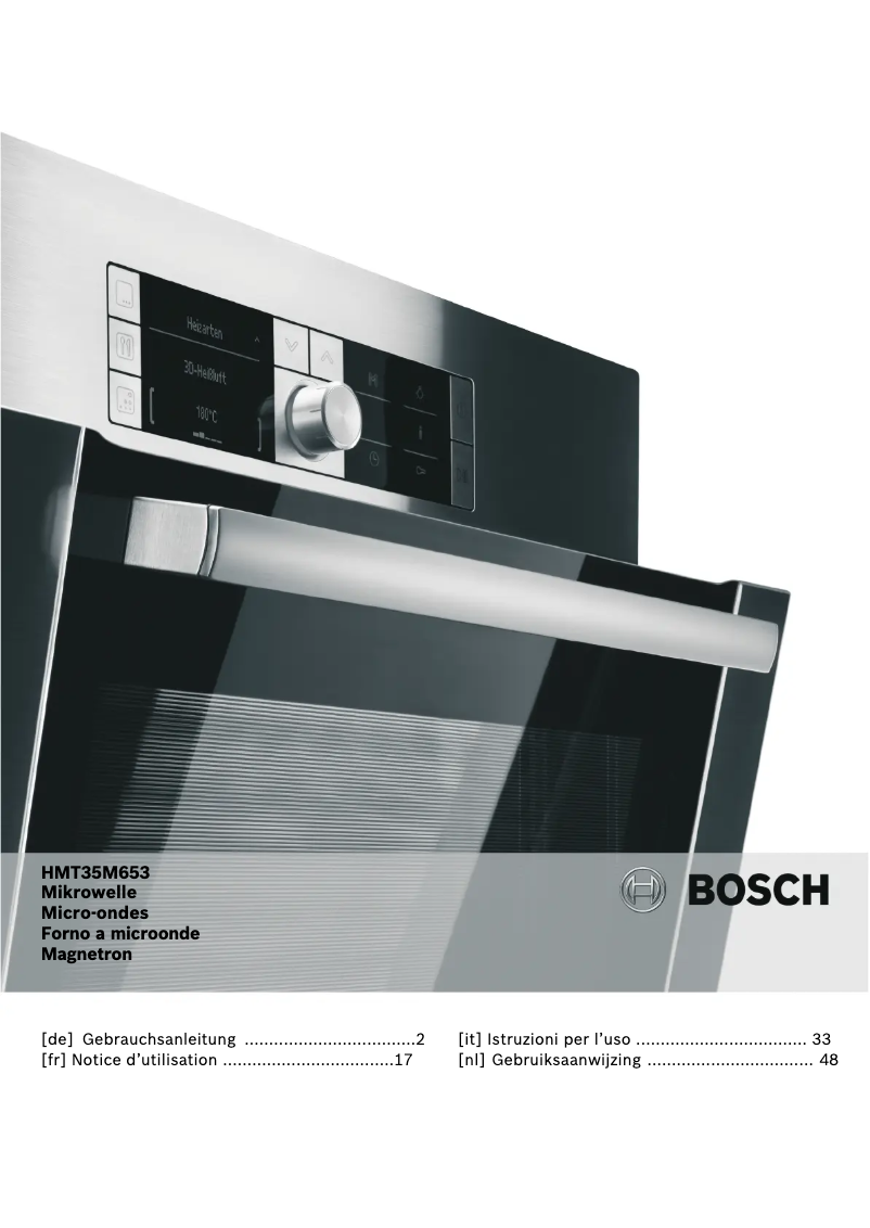Page 1 de la notice Manuel utilisateur Bosch HMT35M653